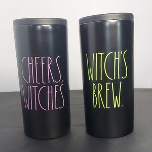 Rae Dunn Black Slim Line Coolers - Cheers Witches & Witch's Brew